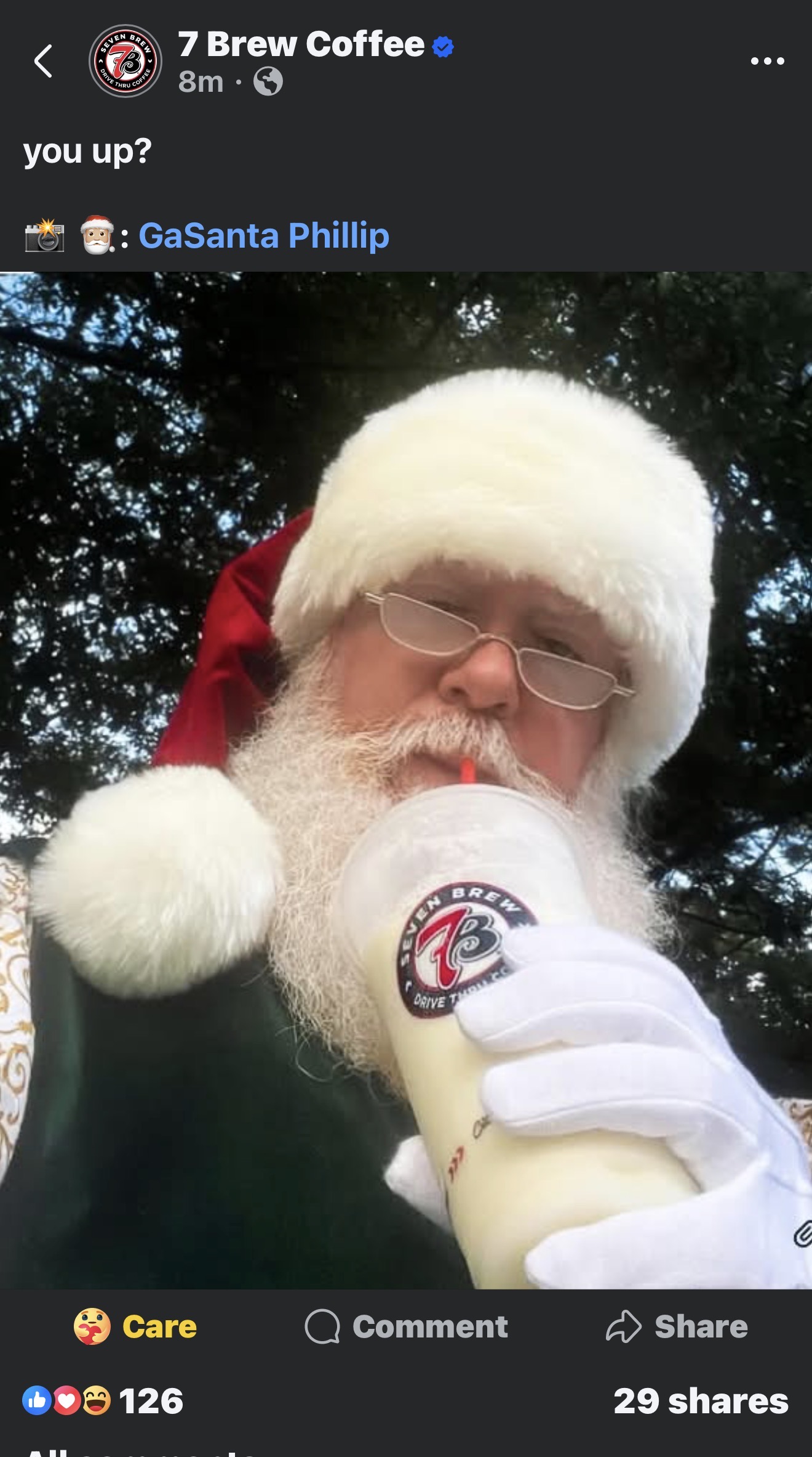 Ga Santa Phillip enjoying a 7Brew Drink