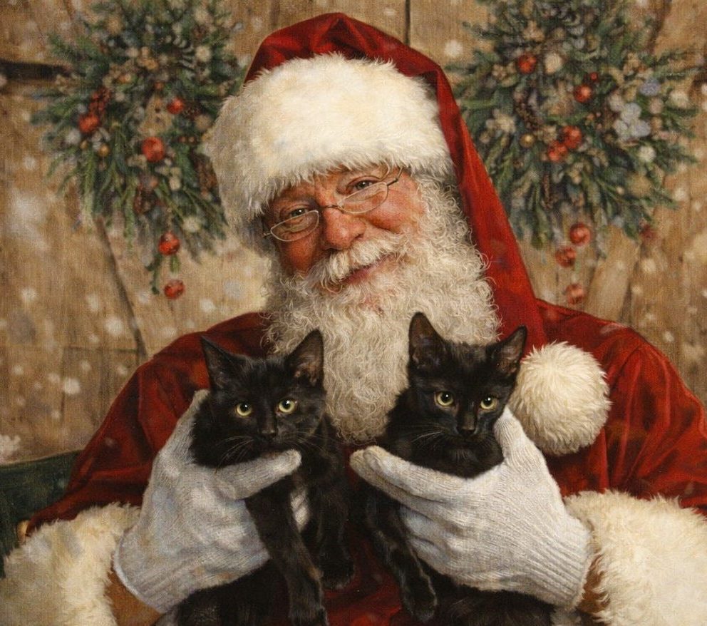 GA Santa Phillip with a Reindeer GA Santa Phillip with two Kittens